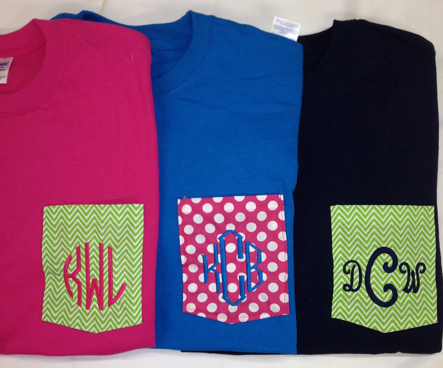 Monogrammed Personalized FABRIC Pocket T Shirt Tshirt Tee