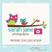 Premade Hand Drawn Logo Design OOAK Two Cute Owls On A Branch Phtogography Small Business Logo Never Resold