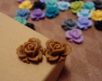20pcs (Matte Mocha) Rainbow Iris Rose -CMVision Exclusive-11.5mm Resin Flower Rf05 09