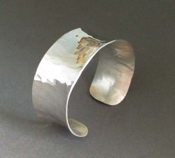 Hammered Sterling Silver Cuff Bracelet Size Small by SeventhWillow