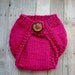 Newborn Baby Diaper Coverin Dark Pink with Beautiful Handmade Wood Button Shabby Chic Vintage Style Photo Prop