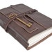 Dark Brown Leather Journal with Heart Key Charm Bookmark