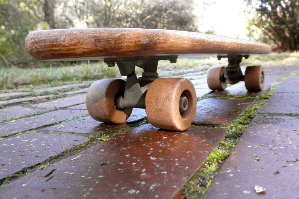 SALE 1960s Hobie Super Surfer Oak Skateboard with Clay Wheels