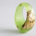 key lime and gold multifaceted eco resin ring with suspended gold flakes