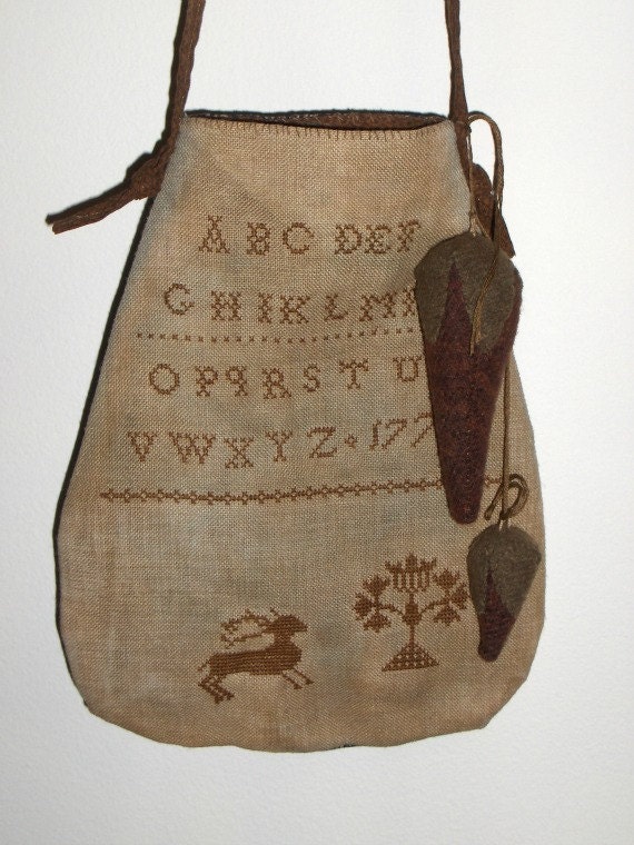 Primitive Sampler Schoolgirl Sewing Pouch
