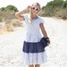 VTG 1950s 50s Navy and White Novelty Print Dress S