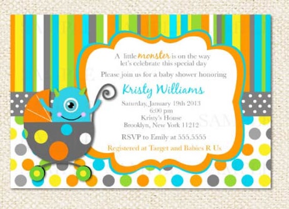 Monster Baby Shower Invitations 1