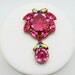 Vintage Brooch Regency Signed Pink Inverted Rhinestones with Dangle