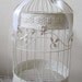 X-LARGE Anitque White Birdcage on Stand- Wedding card holder