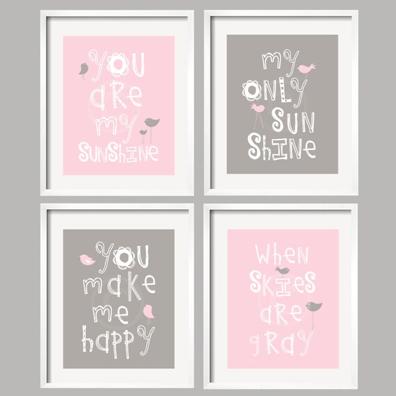 Items similar to Pink and Gray Nursery Decor Prints, You Are My ...