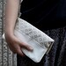 SALE Triangle Printed Leather Pouch white No. ZP-601