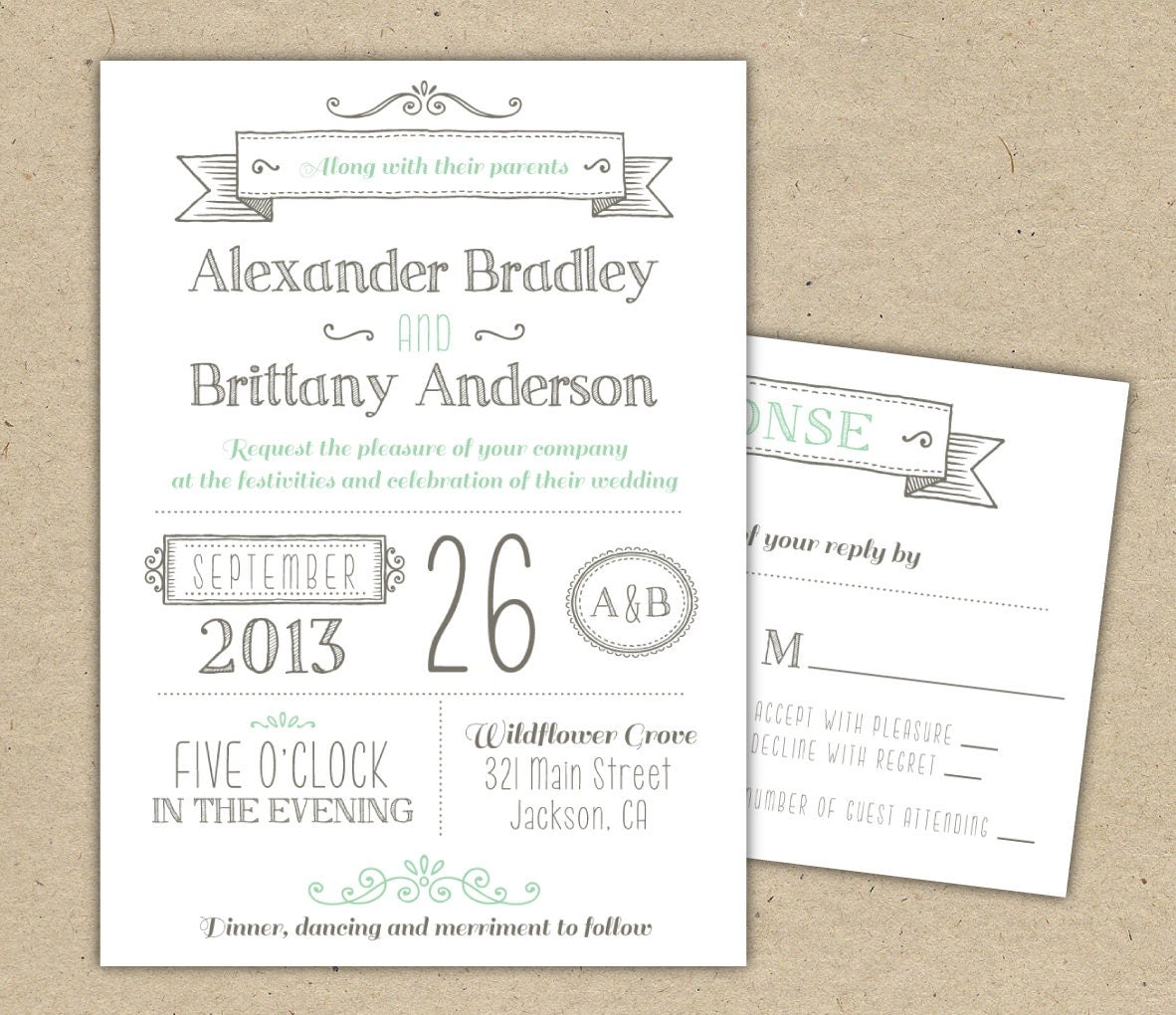 Wedding Invitation 1041 SAMPLE. Modern invitation template.