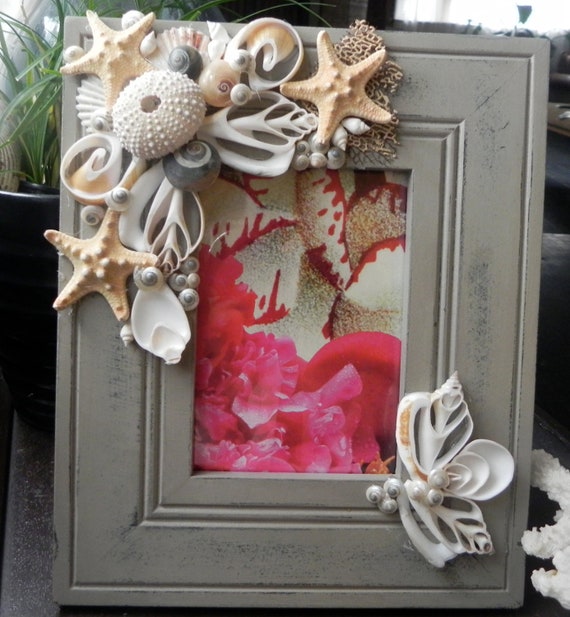 Items similar to Beach Decor Picture frame 4" X 6" Encrusted with