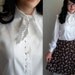 White Lace Bow Tie Secretary Blouse