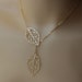 gold Leaf Necklace , Leave necklace , Double leaf necklace ,leaf lariat