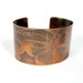Etched Copper Wide Cuff Bracelet Butterfly Patina Handmade Metalwork Jewelry