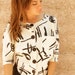 90s abstract SOUTHWEST geo WHITE & black thin CROP top blouse