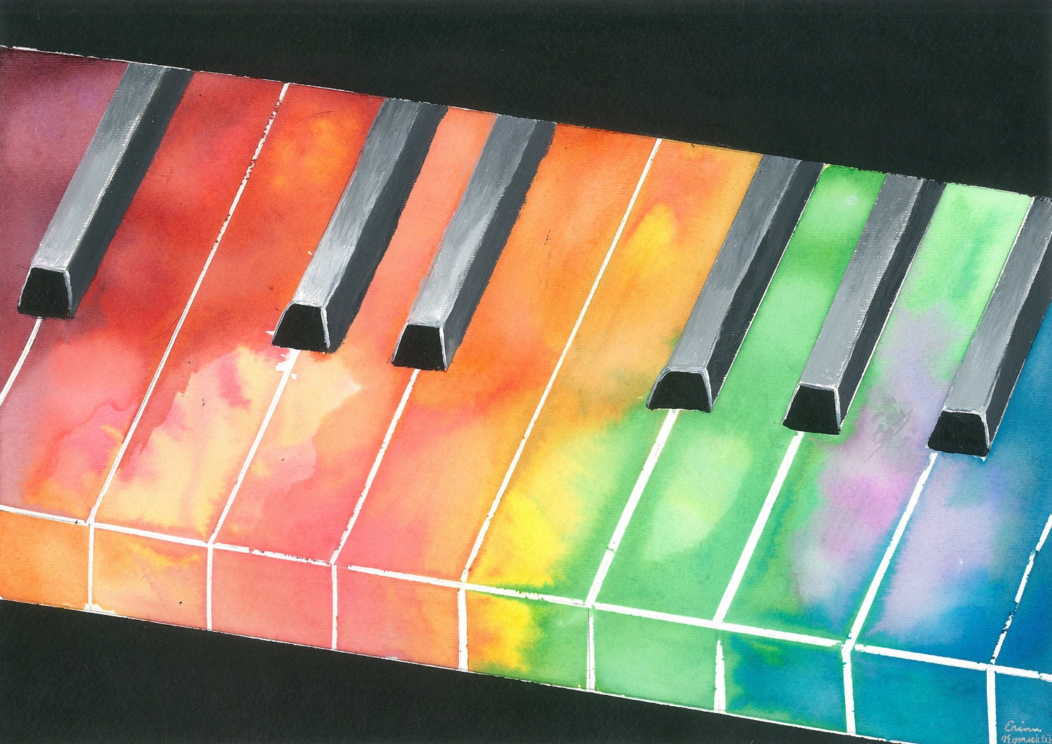 Rainbow Piano Painting musical instrument  art  Print to fit