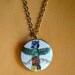 Round Native Pendant, Enamel, Gold Tone, Chain Link Necklace, Clearance Sale