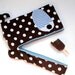 Nautical Circus Whale laptop sleeve case in brown white polka dots with blue white stripes 15 inch, padded, -ready to ship