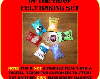 In-The-Hoop Felt Baking Play Food Embroidery Design set