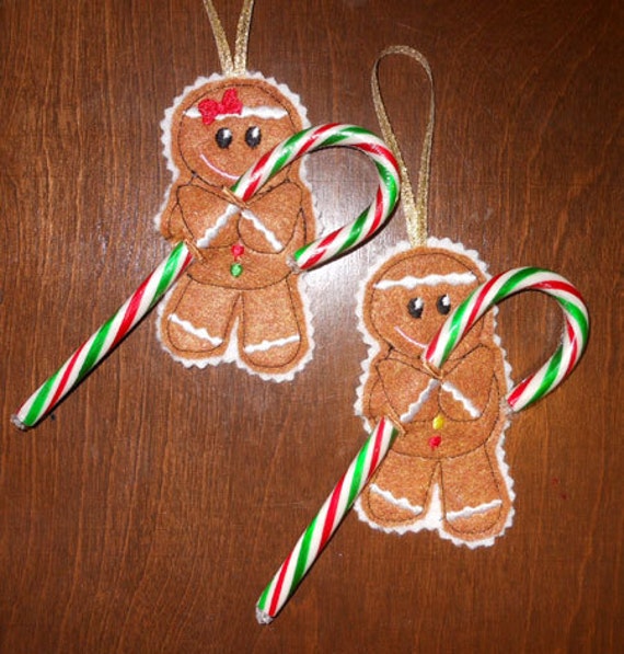 Items similar to IN The Hoop Gingerbread Candy Cane Holder Embroidery