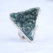 drusy ring natural sea green quartz crystal geometric triangle stone sterling silver ooak ring