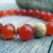 Orange South American Topaz Stretch Bracelet Gold Beads