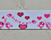 Sweet birds in love on white 7/8" grosgrain ribbon Valentines Il_170x135