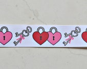 Heart locks with glitter keys on white 7/8 inch grosgrain ribbon Valentines day Il_170x135