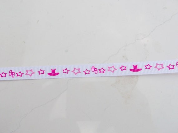 Pink Ballet shoes and tutu on white 3/8 inch grosgrain ribbon-sale Il_570xn