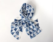 Triangle silk cotton Scarf Indigo -  Hand painted lightweight Silk Cotton blend