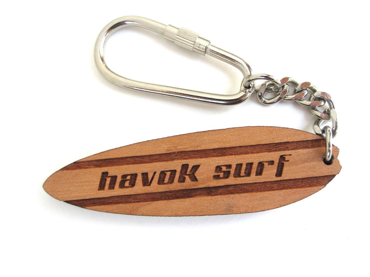 Wooden Surfboard Keychain Laser Cut Cherry Wooden by HavokDesigns