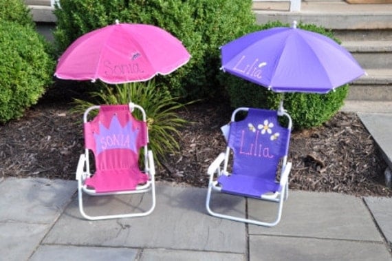 Items similar to Child's Beach Chair/Lawn Chair Personalized with Name & Graphic Free gift