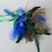 Bridal accessories peacock feather bouquet royal blue green bridesmaid flower girl silk wedding flowers