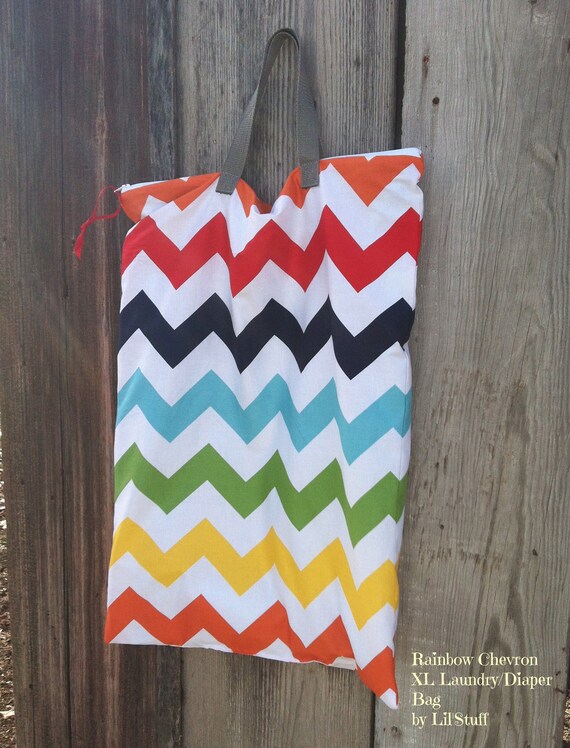 XL Hanging Wet Bag for Laundry or Cloth Diapers Rainbow