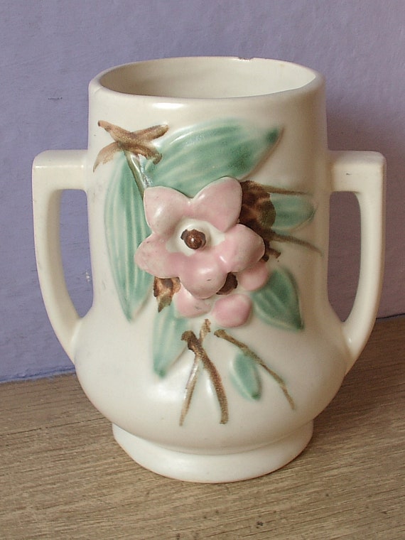 Antique 1940's McCoy Pottery Vase Blossom Time By ShoponSherman