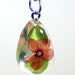 Flower Jewelry- Flower Pendant- Dried Flowers- Red Flower- Resin Jewelry-Resin Pendant-Green Leaf