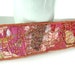 pink fabric bookmark - Mixed media material pink and gold bookmark in fibre, black felt back, silk cotton leather lace