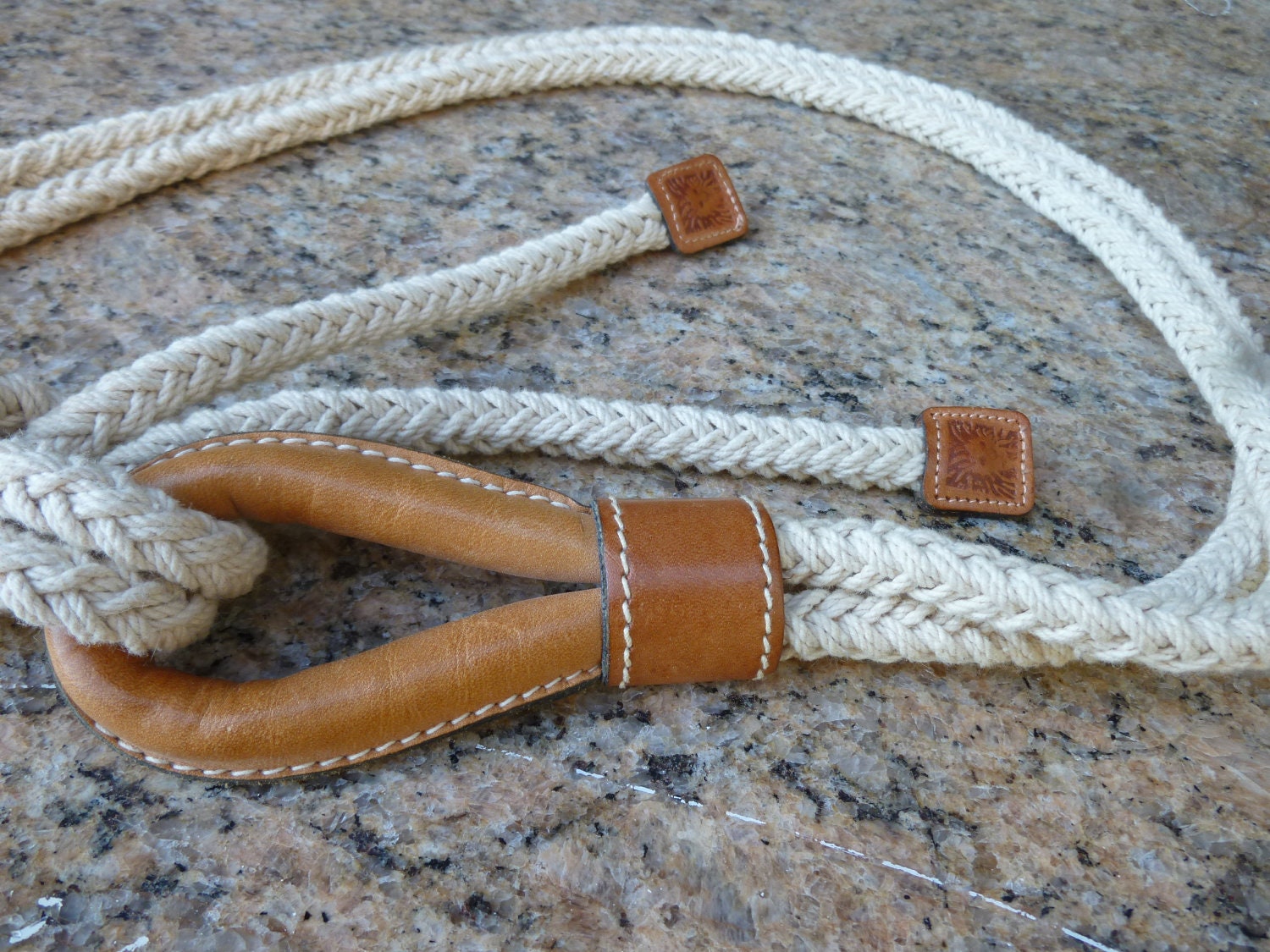 Ladies Braided Rope Belt With Leather Ends