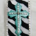 iPhone cases iPhone 4 case iPhone 4s case Hard cover Custom Handmade Zebra print Turquoise cross