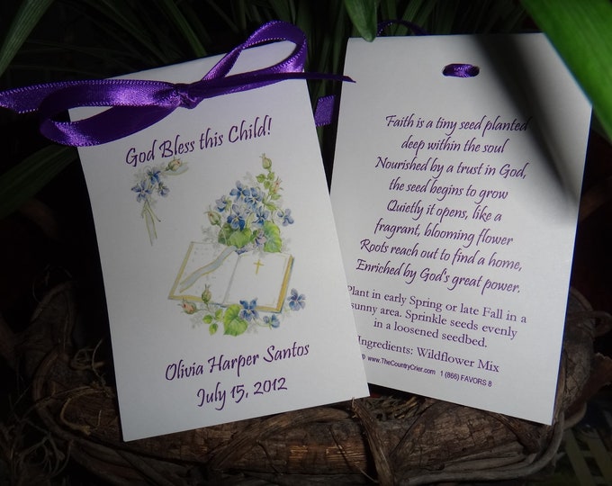 Baby Girl Baptism Christening First Holy Communion Flower Seeds Packets Party Favors SALE CIJ Christmas in July