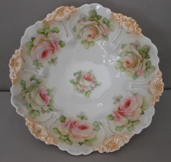 Antique Bowl with Roses Germany Breathtaking by PatziPlace on Etsy