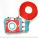 Camera Brownie Plush / Pillow in Red and Dark Teal by Yellow Heart Art