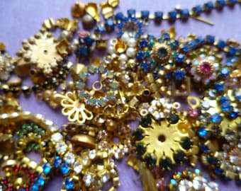 Vintage Brass and Rhinestone Pieces