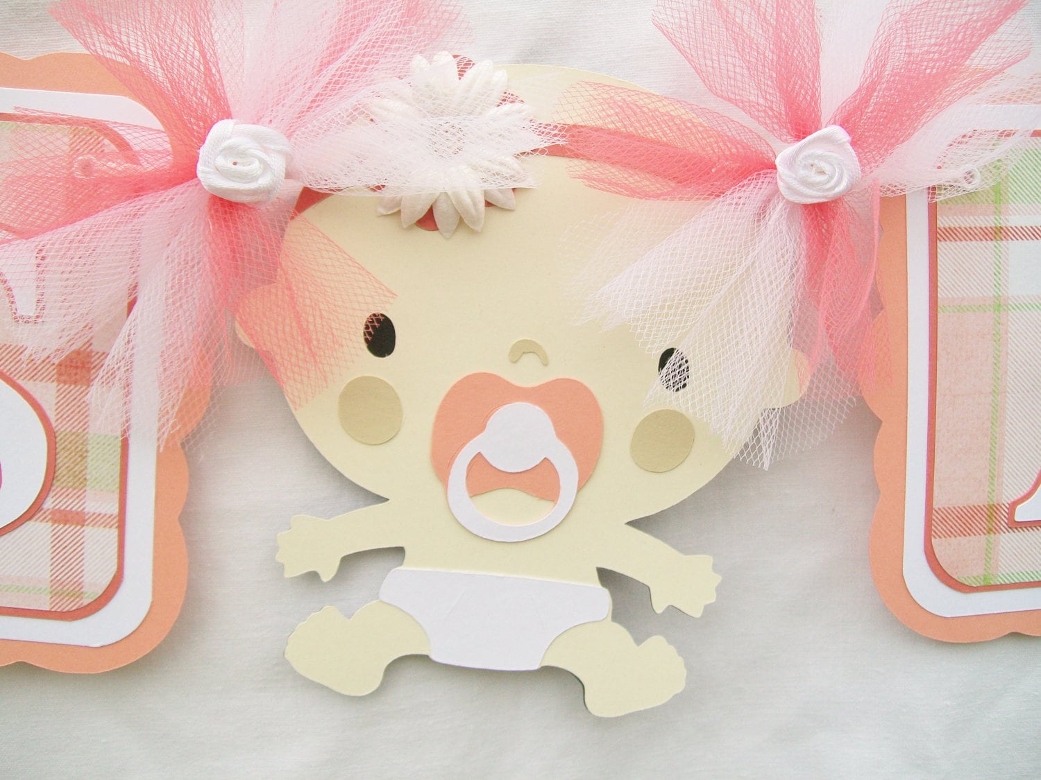 Baby shower banner its a girl banner peach and white