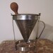 Aluminum Cone Shaped Colander or Sifter with Wooden Utensil