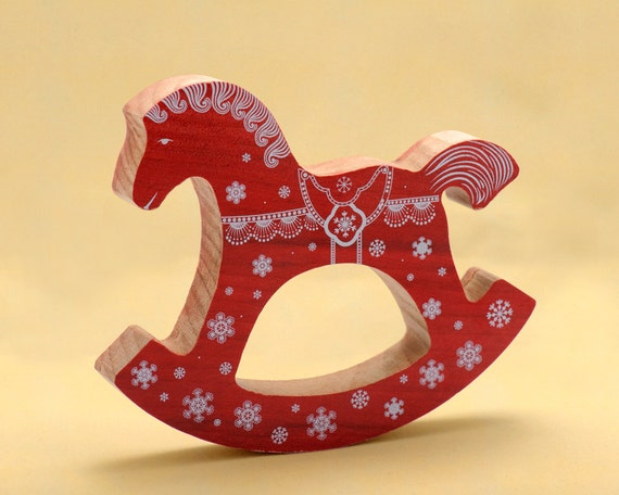 Items similar to Christmas wooden rocking horse on Etsy