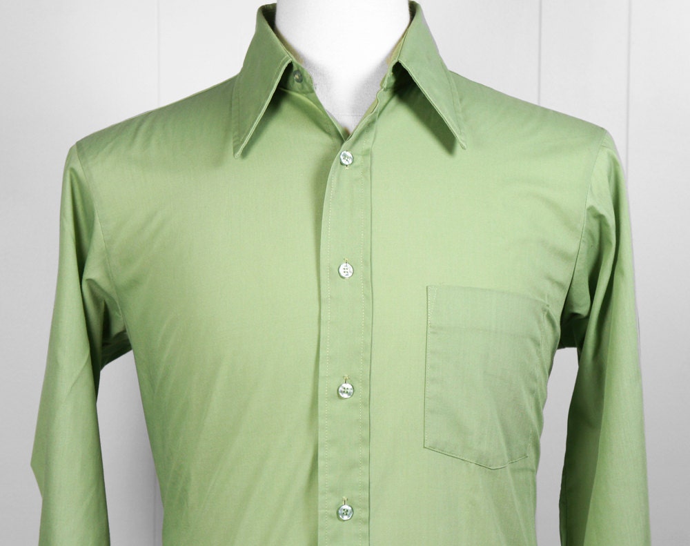 Vintage 1970's Men's Sage Green Button Up Shirt by HoofAndAntler