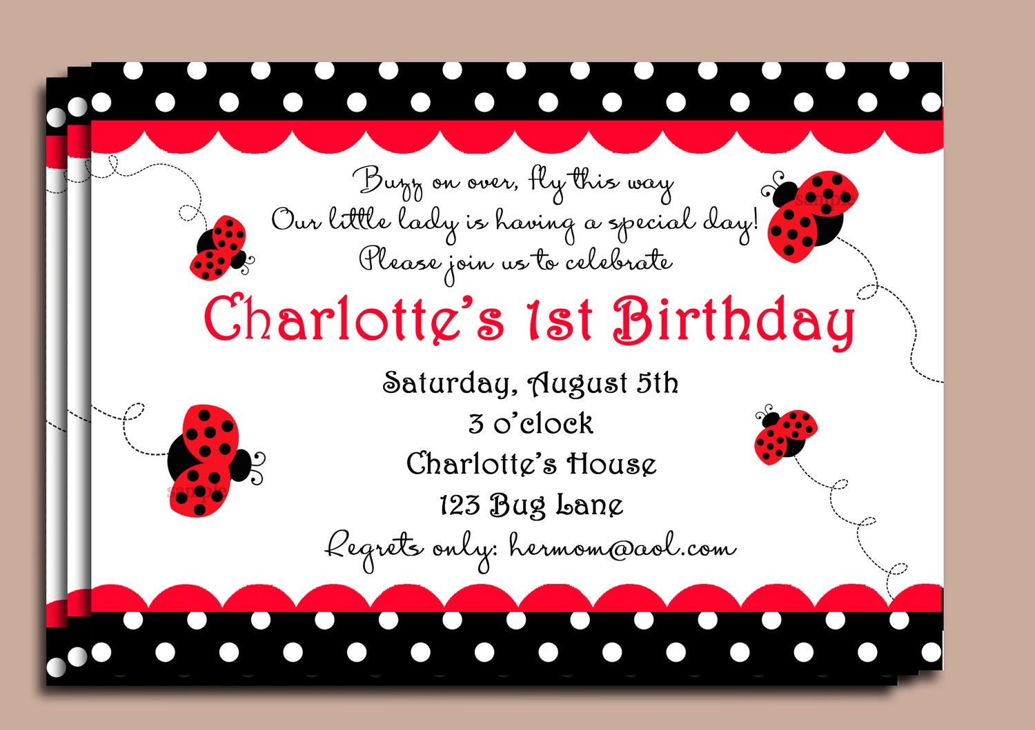 Ladybug Invitation Wording 2